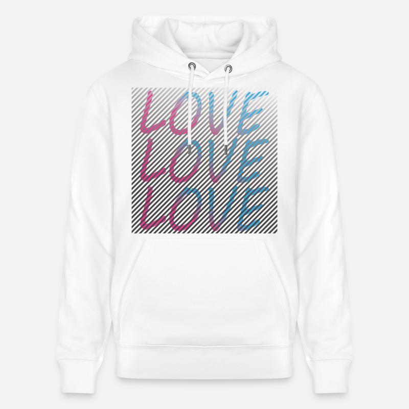 Lettrage Love dégradé sur rayures - Sweat à capuche bio CRUISER Stanley/Stella Unisexe - blanc