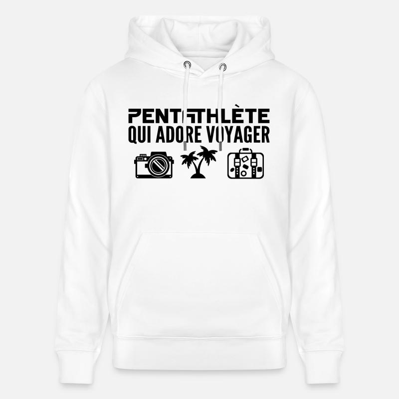 Voyageurs & Pentathlètes : Passion & Découverte - Sweat à capuche bio CRUISER Stanley/Stella Unisexe - blanc