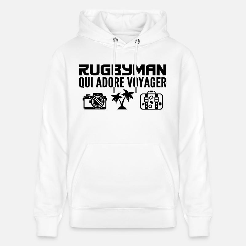 Voyageurs & Rugbymans : Passion & Découverte - Sweat à capuche bio CRUISER Stanley/Stella Unisexe - blanc