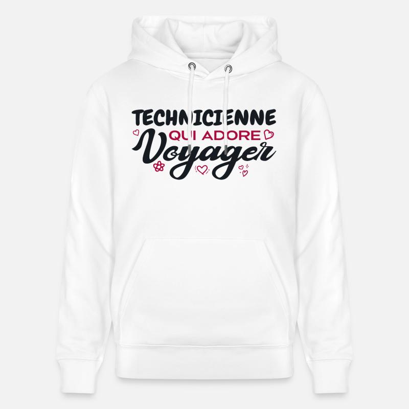 Technicienne globe-trotteuse passionnée de voyages - Sweat à capuche bio CRUISER Stanley/Stella Unisexe - blanc