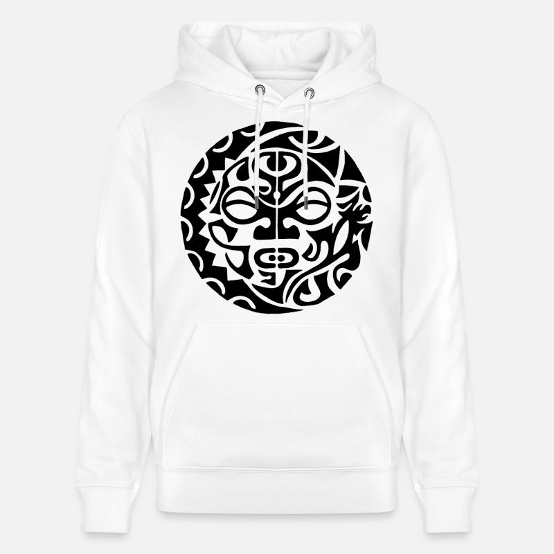 Tête de mort polynésienne noire - Sweat à capuche bio CRUISER Stanley/Stella Unisexe - blanc