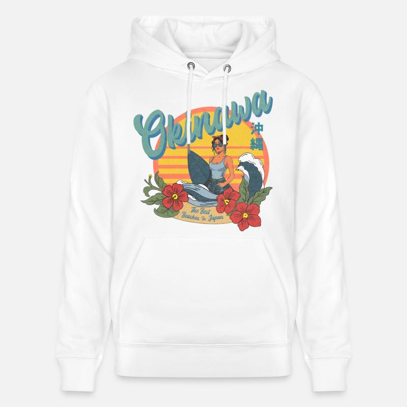 Okinawa Beaches (Halftone Version) - Stanley/Stella Unisex Bio-Hoodie CRUISER  - Weiß