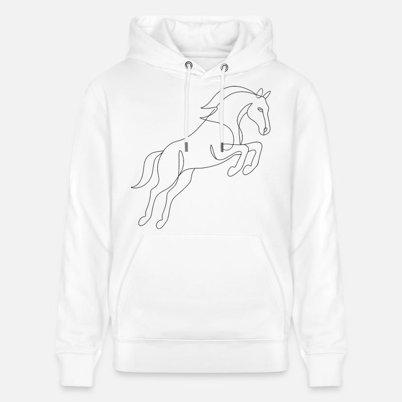 Dessin au trait - Cheval - Sweat à capuche bio CRUISER Stanley/Stella Unisexe - blanc