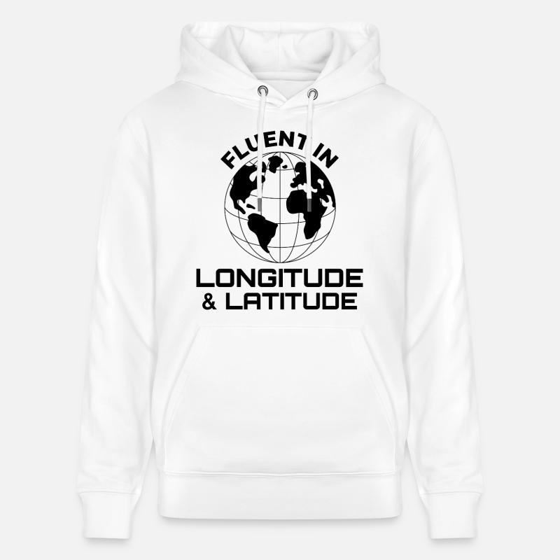 Fluent Longitude Latitude GIS Globe - Sweat à capuche bio CRUISER Stanley/Stella Unisexe - blanc