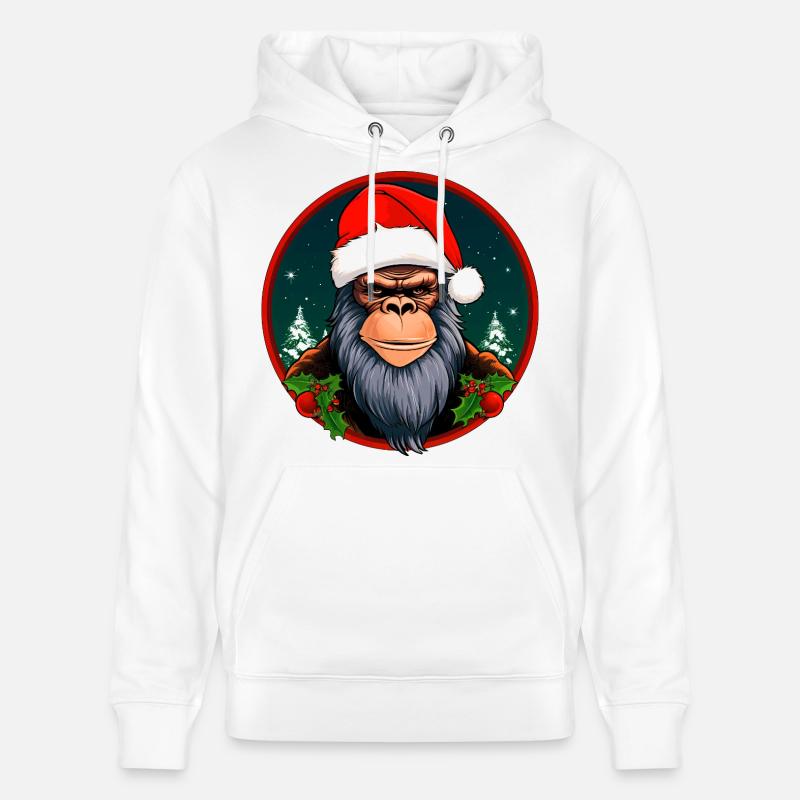 Singe Noël / Père Noël Singe - Sweat à capuche bio CRUISER Stanley/Stella Unisexe - blanc