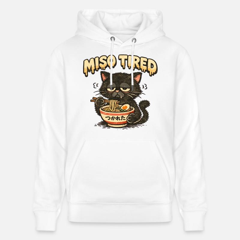 Miso Tired – Müde Katze isst Ramen - Stanley/Stella Unisex Bio-Hoodie CRUISER  - Weiß