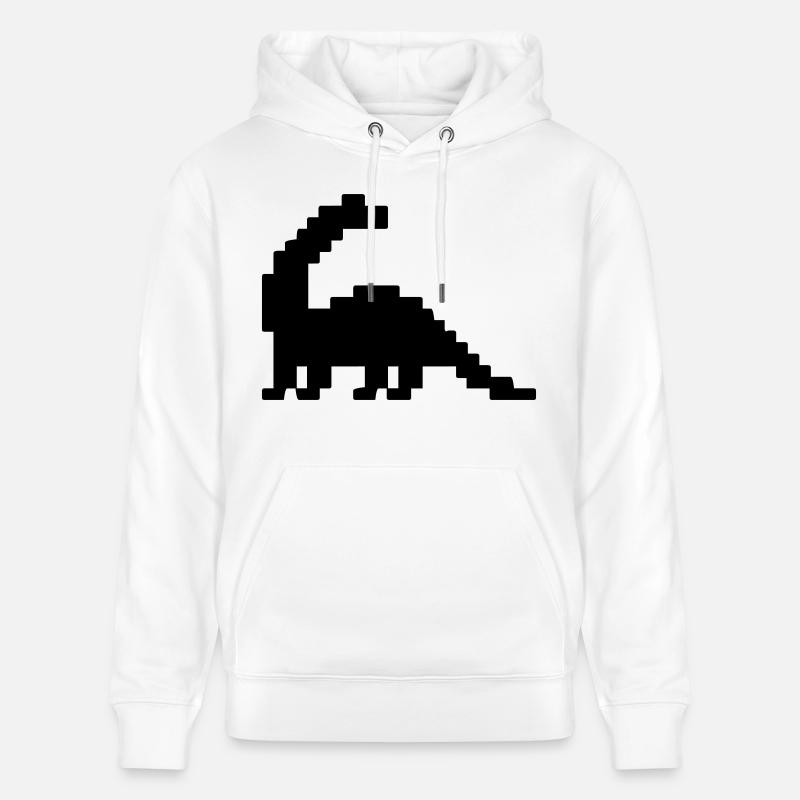 Dinosaure Brontosaure Pixel - Sweat à capuche bio CRUISER Stanley/Stella Unisexe - blanc