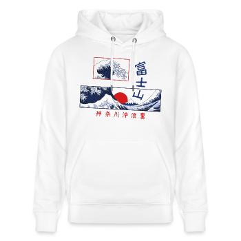 die große Welle vor Kanagawa Japan - Stanley/Stella Unisex Bio-Hoodie CRUISER  - Weiß - Vorne - Alina (178cm) & Michal (187cm)