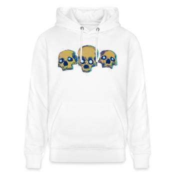 Drei Totenschädel - Stanley/Stella Unisex Bio-Hoodie CRUISER  - Weiß - Vorne - Alina (178cm) & Michal (187cm)