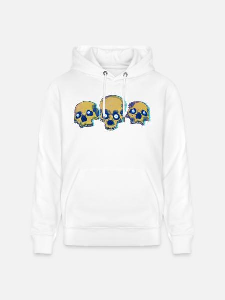 Three Skulls - Stanley/Stella CRUISER Unisex Organic Hoodie - white