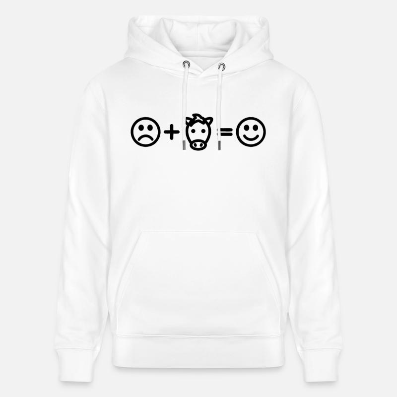 Cheval Smiley Équitation Chevaux - Sweat à capuche bio CRUISER Stanley/Stella Unisexe - blanc