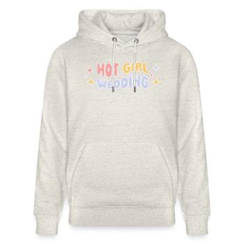 Hot Girl Wedding – Bachelor Party Trend Design - Stanley/Stella CRUISER Unisex Organic Hoodie - heather oatmeal - Front - Alina (178cm) & Michal (187cm)