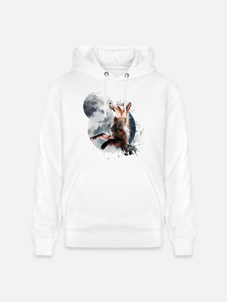 Fox in the moonlight - Stanley/Stella CRUISER Unisex Organic Hoodie - white