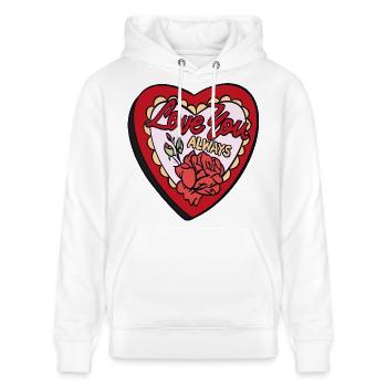 Love You Always – Romantisches Retro-Herz - Stanley/Stella Unisex Bio-Hoodie CRUISER  - Weiß - Vorne - Alina (178cm) & Michal (187cm)