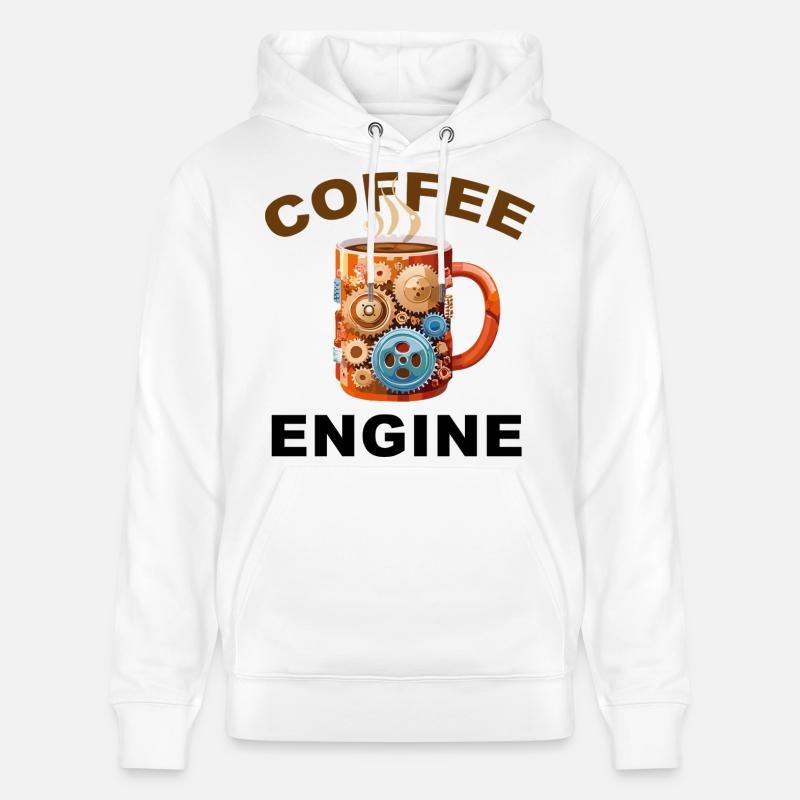 Moteur de Café - Café Drôle - Sweat à capuche bio CRUISER Stanley/Stella Unisexe - blanc