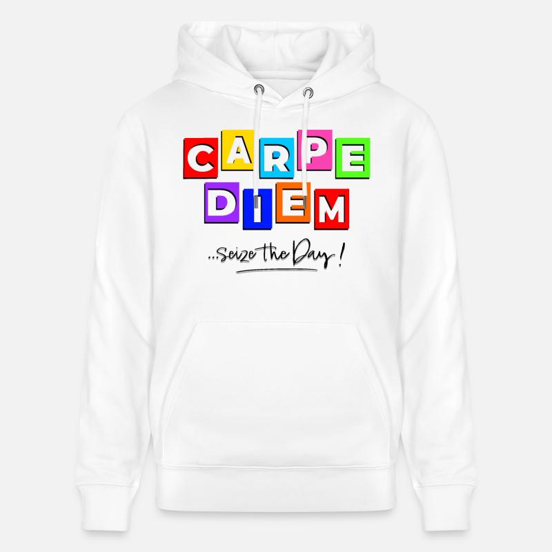 Carpediem im Comic-Stil - Stanley/Stella Unisex Bio-Hoodie CRUISER  - Weiß