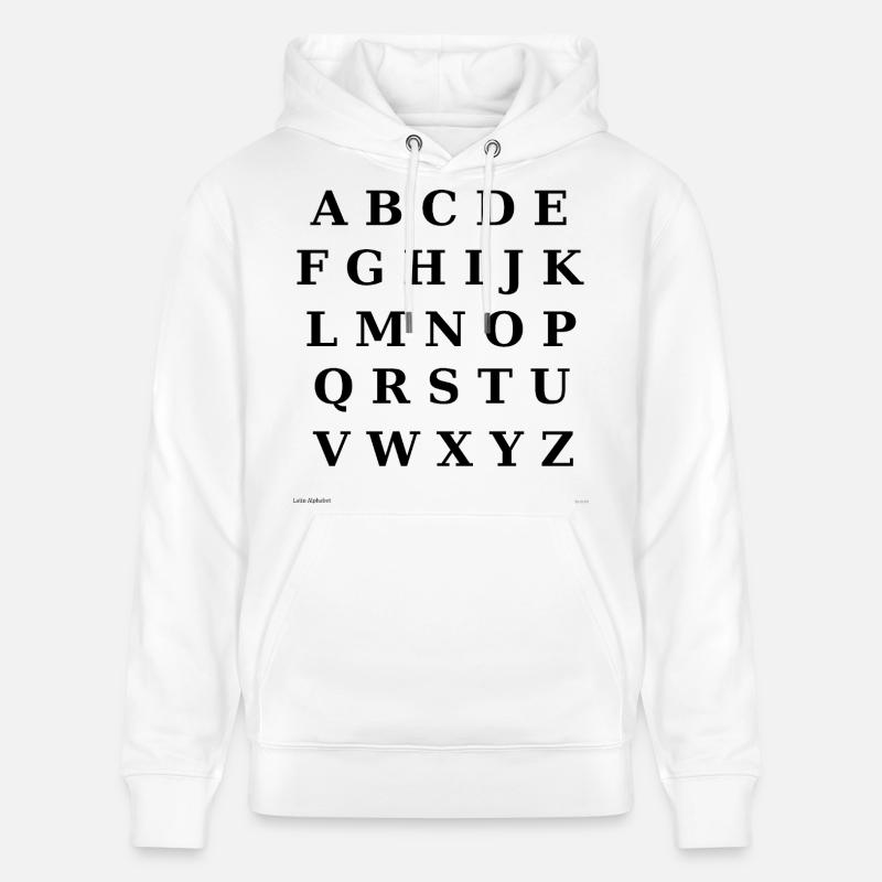Alphabet latin (noir) - Sweat à capuche bio CRUISER Stanley/Stella Unisexe - blanc