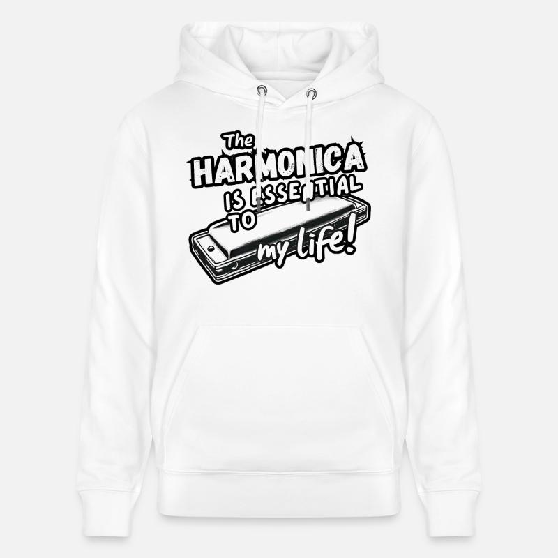 Harmonica Is Essential - Sweat à capuche bio CRUISER Stanley/Stella Unisexe - blanc