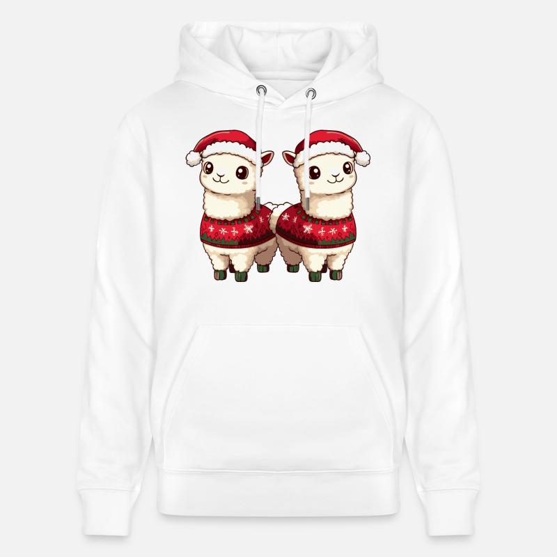 L’équipe de Noël Alpaga Llama - Sweat à capuche bio CRUISER Stanley/Stella Unisexe - blanc