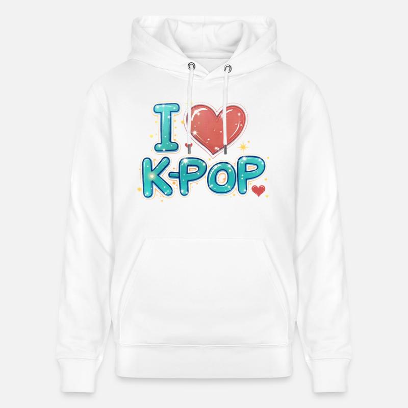 J’adore la K-pop - Sweat à capuche bio CRUISER Stanley/Stella Unisexe - blanc