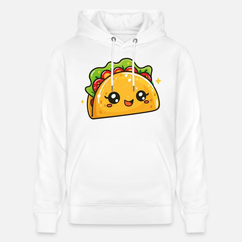 Taco mignon drôle avec visage et yeux - Sweat à capuche bio CRUISER Stanley/Stella Unisexe - blanc