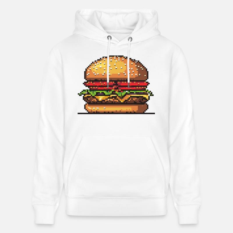 Burger Pixel Gamer - Sweat à capuche bio CRUISER Stanley/Stella Unisexe - blanc
