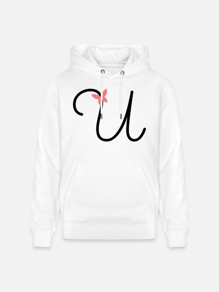 Letter U Butterfly Letter - Stanley/Stella CRUISER Unisex Organic Hoodie - white