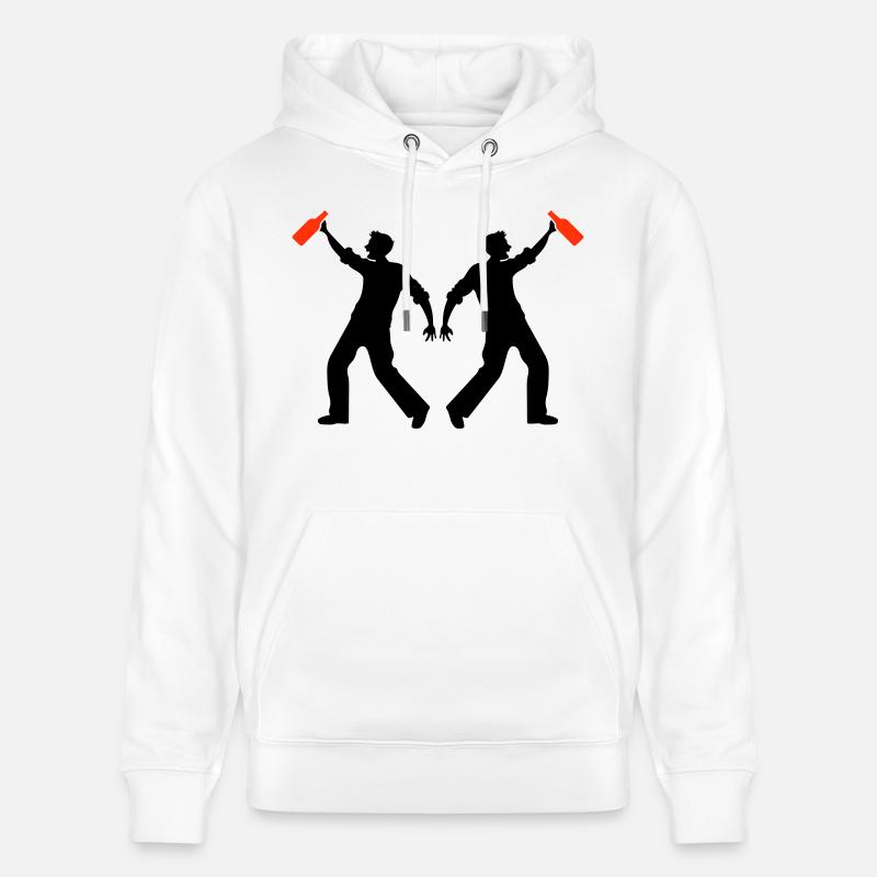 Silhouette buvant de la bière - Sweat à capuche bio CRUISER Stanley/Stella Unisexe - blanc