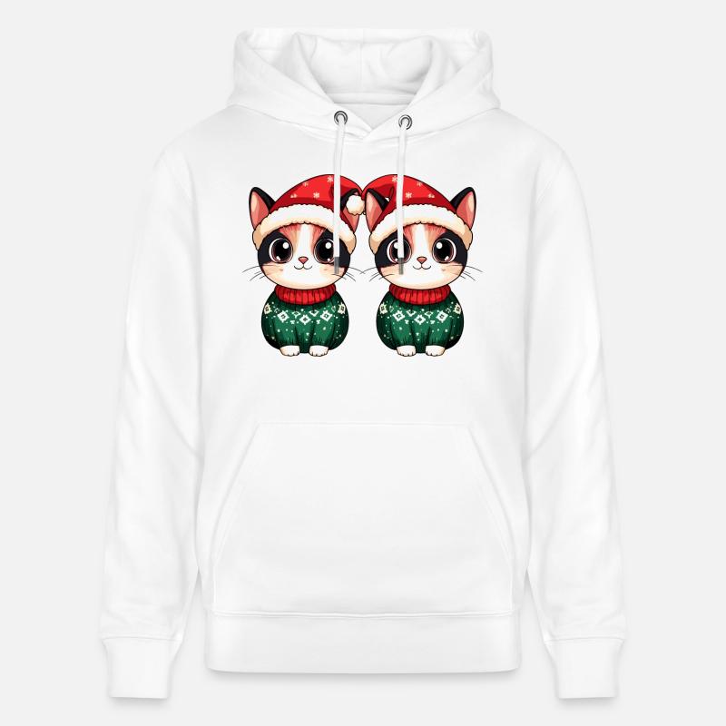 Équipe de Noël des chats - Sweat à capuche bio CRUISER Stanley/Stella Unisexe - blanc