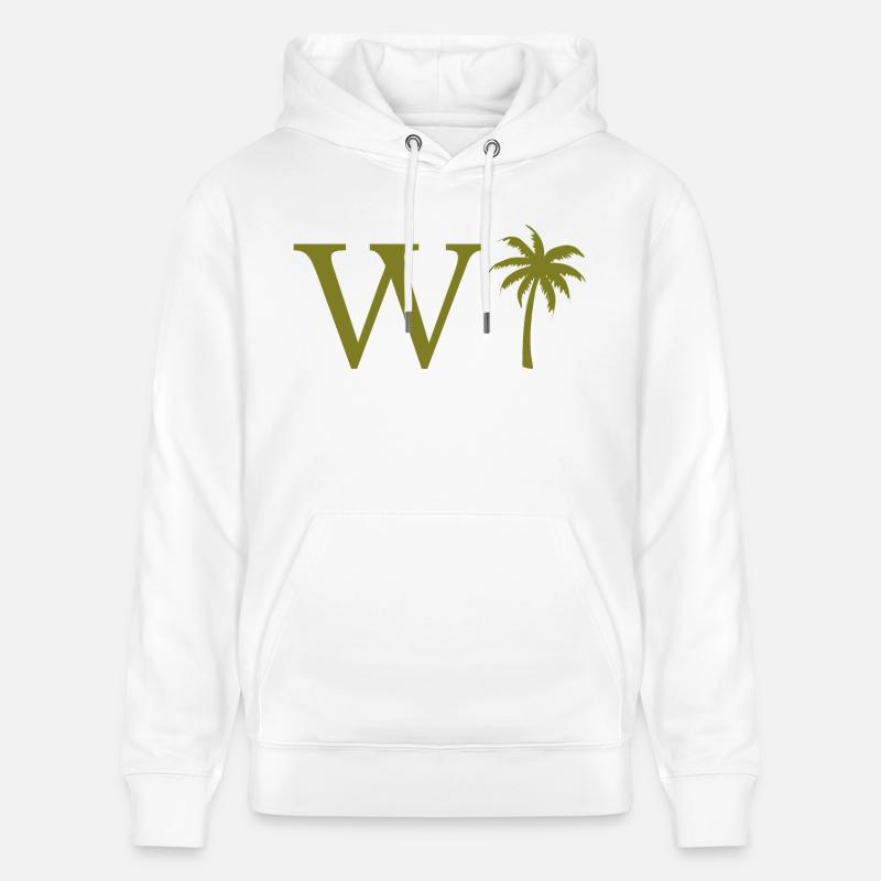 Lettre w vert Palm - Sweat à capuche bio CRUISER Stanley/Stella Unisexe - blanc