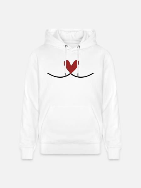 Heart Connection Line - Stanley/Stella CRUISER Unisex Organic Hoodie - white
