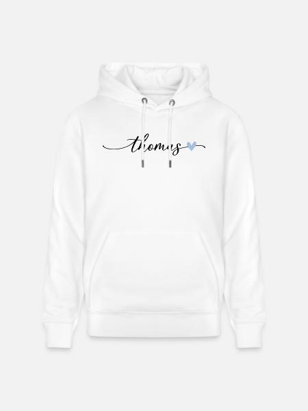 Thomas Name Calligraphy Font - Stanley/Stella CRUISER Unisex Organic Hoodie - white