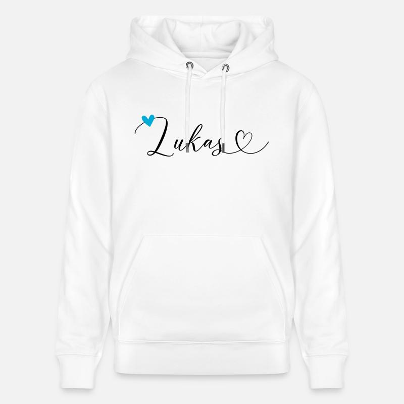 Lukas Nom Prénom Calligraphie Coeur - Sweat à capuche bio CRUISER Stanley/Stella Unisexe - blanc