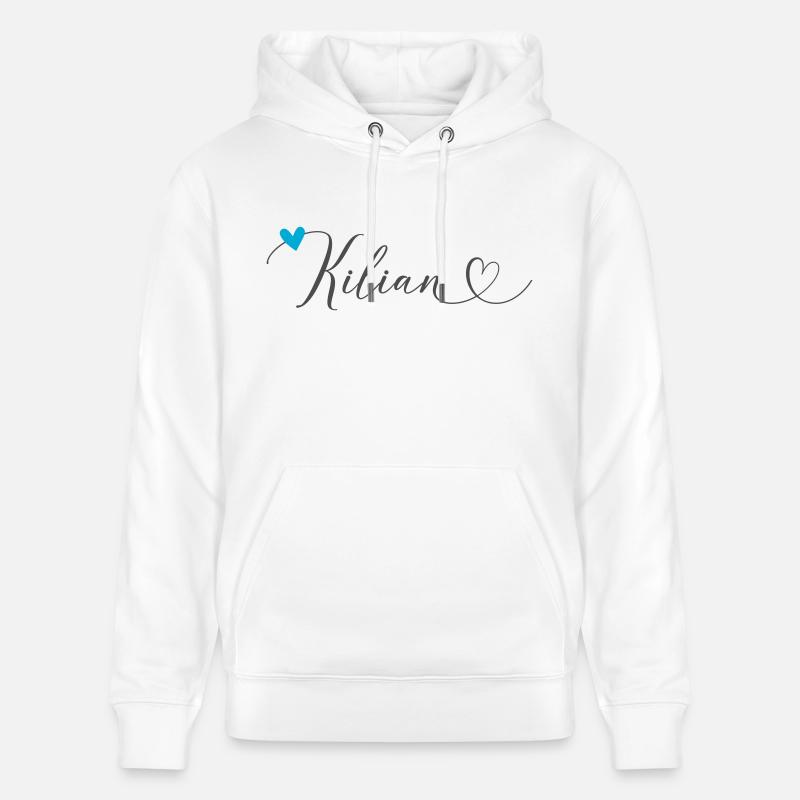 Kilian nom Prénom Calligraphie coeur - Sweat à capuche bio CRUISER Stanley/Stella Unisexe - blanc