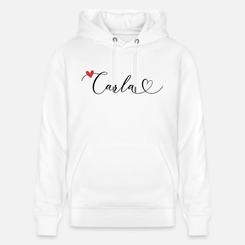 Carla Surname First name Calligraphy Heart - Stanley/Stella CRUISER Unisex Organic Hoodie - white