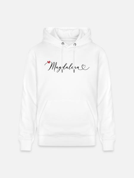 Magdalena Achternaam Voornaam Kalligrafie hart - Stanley/Stella Uniseks bio-hoodie CRUISER  - wit