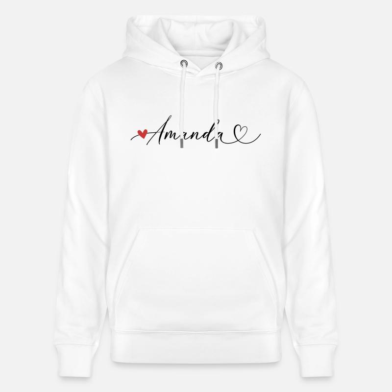 Amanda Nom Prénom Calligraphie coeur - Sweat à capuche bio CRUISER Stanley/Stella Unisexe - blanc