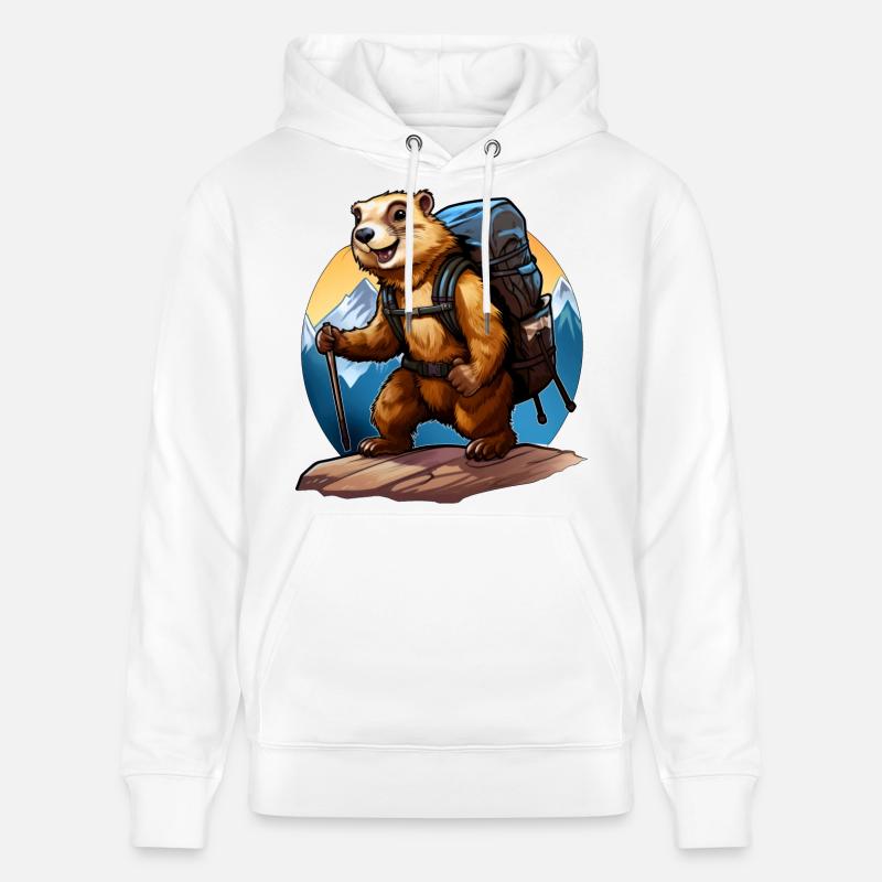 Marmotte Mountaineer / Randonnée Marmottes - Sweat à capuche bio CRUISER Stanley/Stella Unisexe - blanc