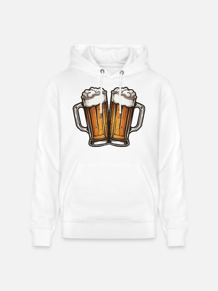 Bierkrug Bier Anstoßen - Stanley/Stella Unisex Bio-Hoodie CRUISER - Weiß
