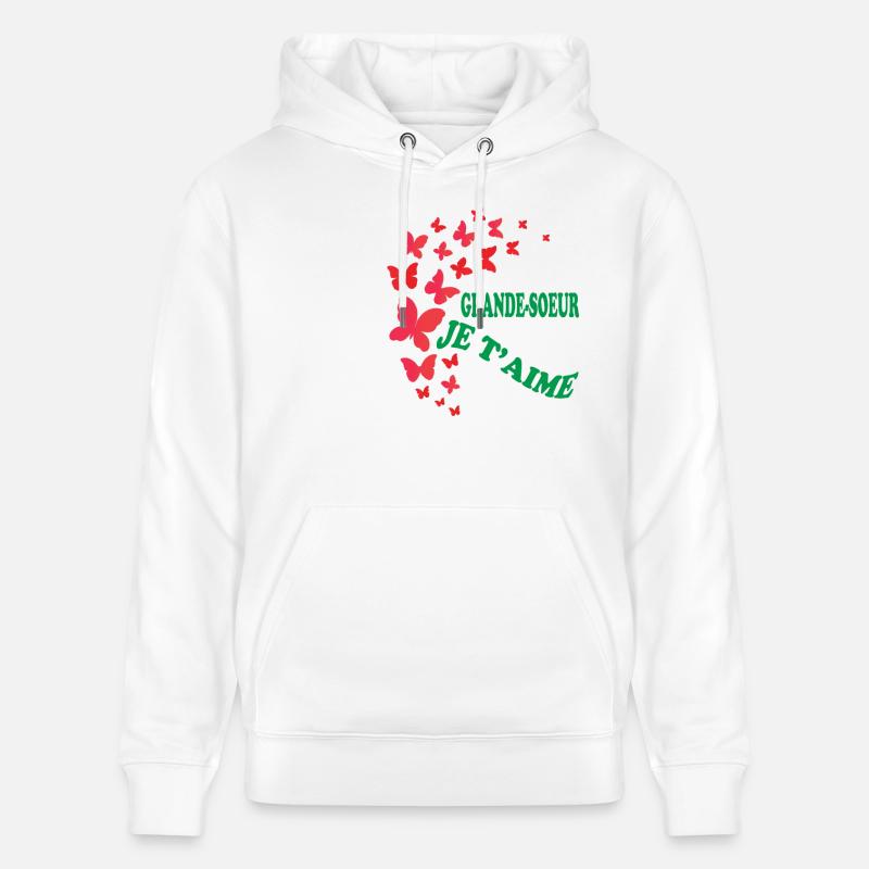 GRANDE SOEUR JE T'AIME - Sweat à capuche bio CRUISER Stanley/Stella Unisexe - blanc
