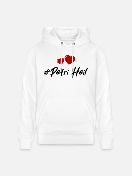 Petri Heil Heart Fishing - Stanley/Stella CRUISER Unisex Organic Hoodie - white