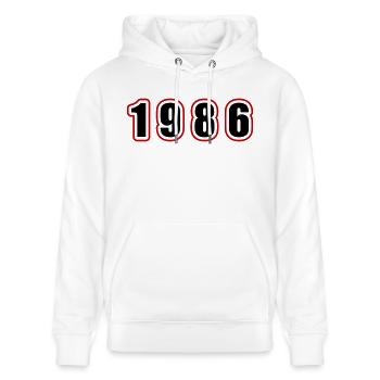 1986 Année Anniversaire - Sweat à capuche bio CRUISER Stanley/Stella Unisexe - blanc - Devant - Alina (178cm) & Michal (187cm)