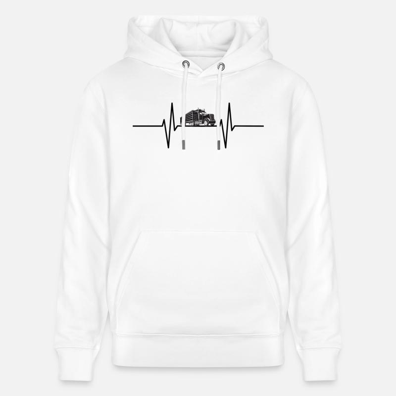 Battement de cœur avec camion - Sweat à capuche bio CRUISER Stanley/Stella Unisexe - blanc