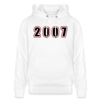 2007 Jahr Geburtstag - Stanley/Stella Unisex Bio-Hoodie CRUISER  - Weiß - Vorne - Alina (178cm) & Michal (187cm)