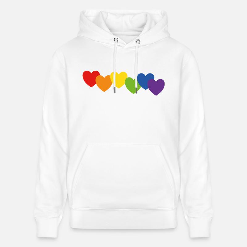 Coeurs couleurs arc-en-ciel - Sweat à capuche bio CRUISER Stanley/Stella Unisexe - blanc
