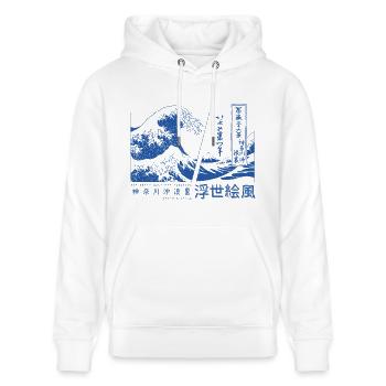 la grosse vague au large de Kanagawa, Japon - Sweat à capuche bio CRUISER Stanley/Stella Unisexe - blanc - Devant - Alina (178cm) & Michal (187cm)