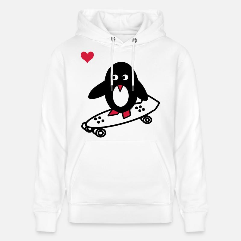 pingouin avec le skate-board - Sweat à capuche bio CRUISER Stanley/Stella Unisexe - blanc