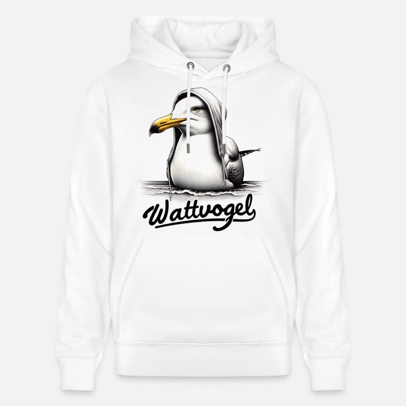 Wattvogel Coole Möwe mit Kapuze - Stanley/Stella Unisex Bio-Hoodie CRUISER  - Weiß