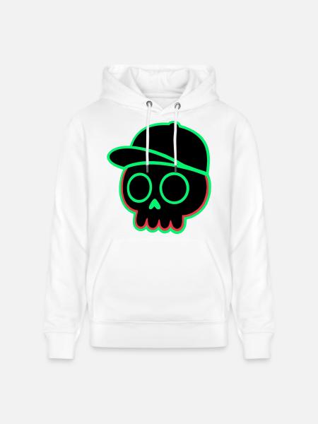 Neon Skull Cap - Stanley/Stella CRUISER Unisex Organic Hoodie - white