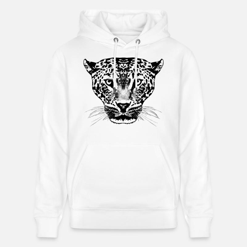 Léopard / Tête - Sweat à capuche bio CRUISER Stanley/Stella Unisexe - blanc